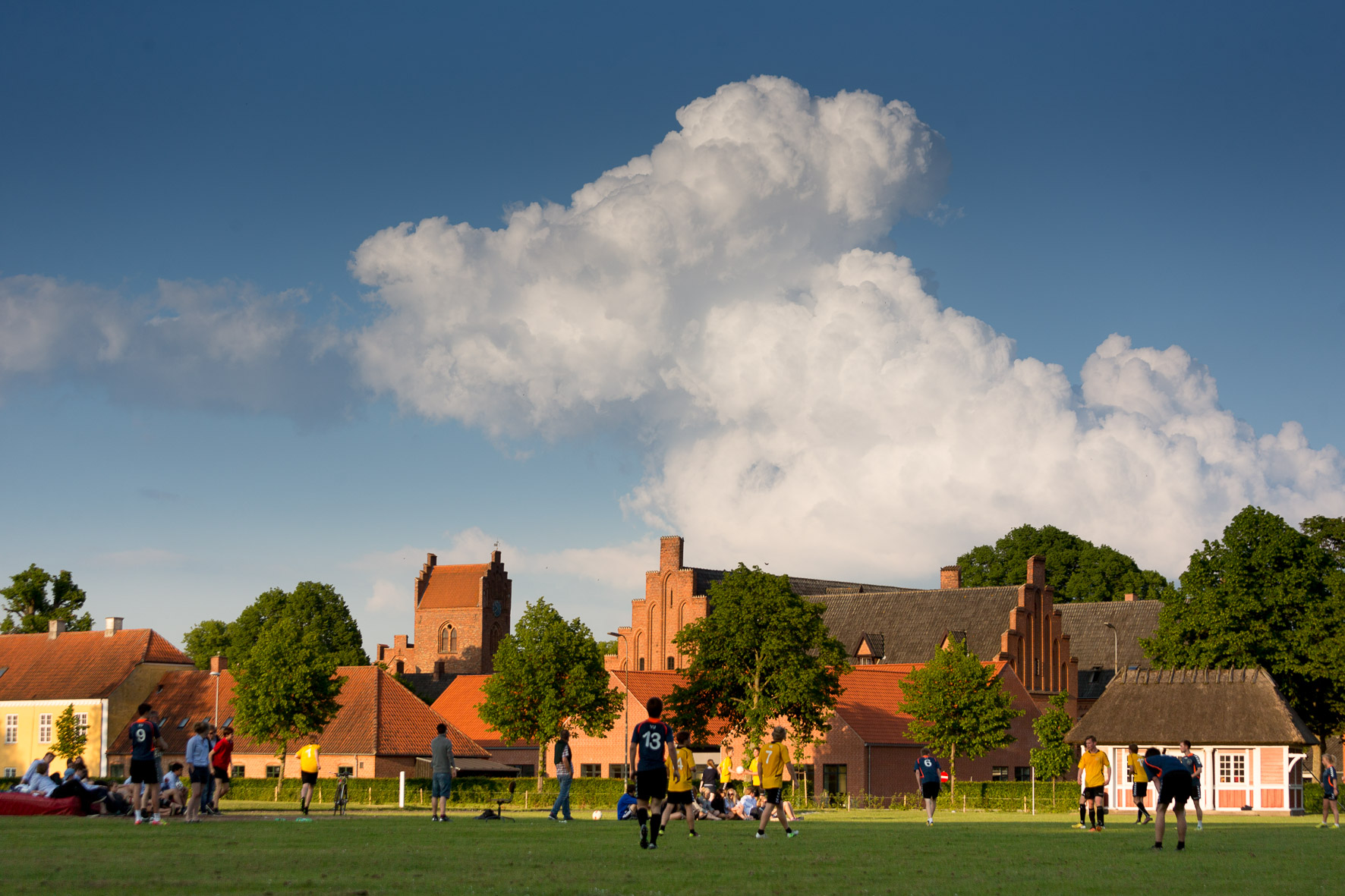 Picture from spladsen at Herlufsholm. The green area where students can be active